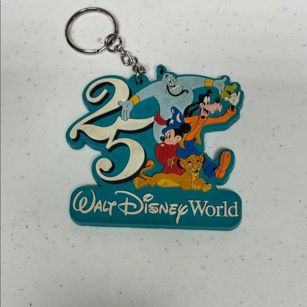 Walt Disney 25th Anniversary Keychain Mickey Goofie Genie Simba Collectible